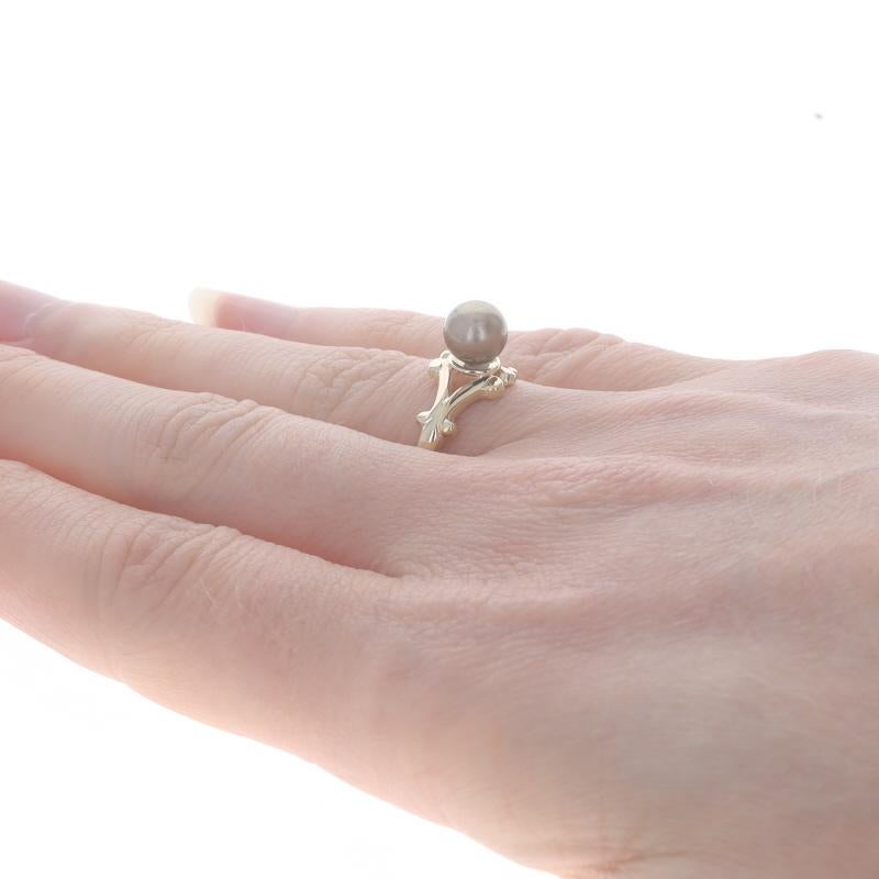 Solitär-Ring aus Gelbgold mit Zuchtperlen - 14k gefärbt Damen im Angebot