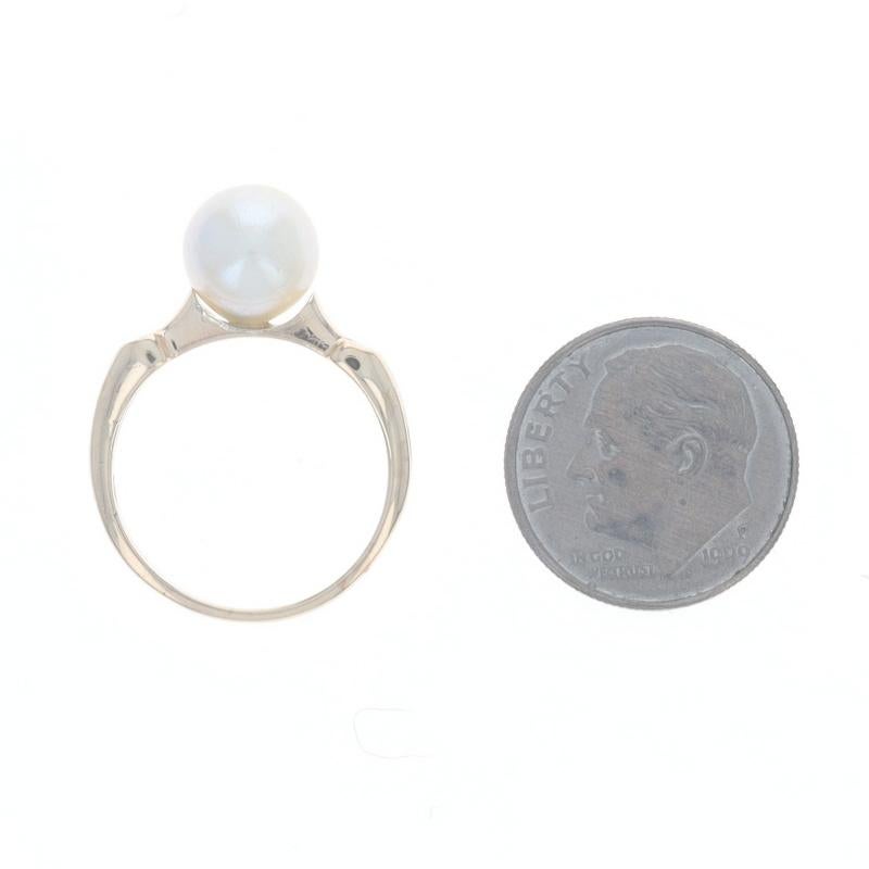 Anello solitario con perla coltivata in oro giallo 14k Scrollwork in vendita 1