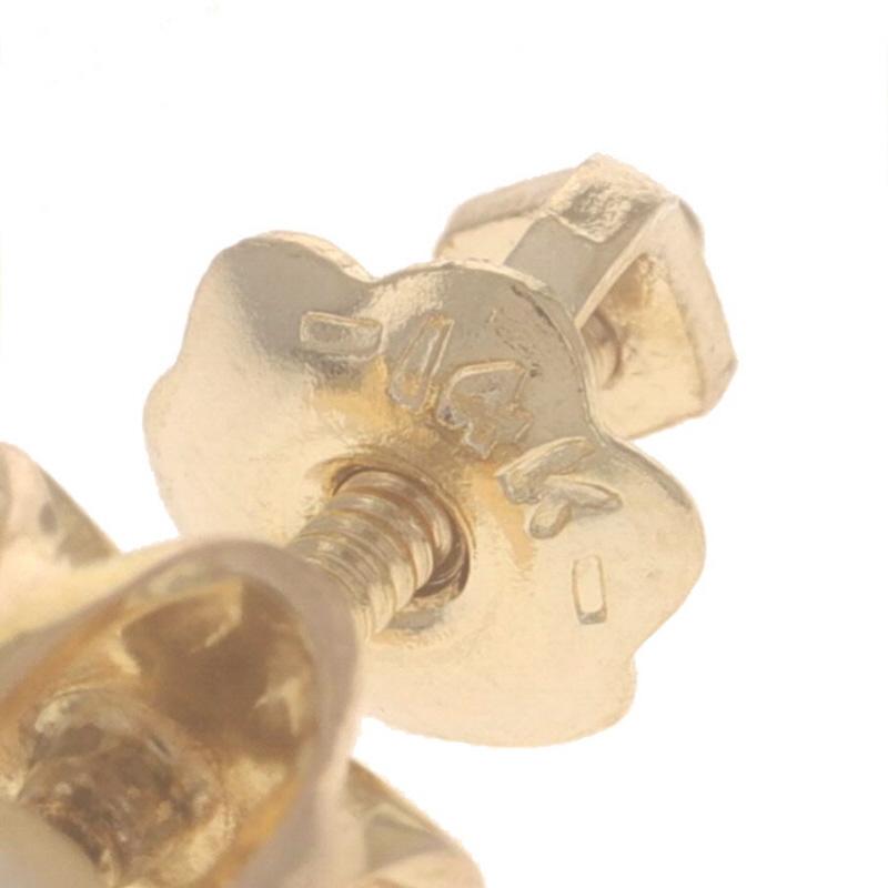 Women's Yellow Gold Cultured Pearl Stud Earrings - 14k Buttercup Pierced Screw-Ons For Sale