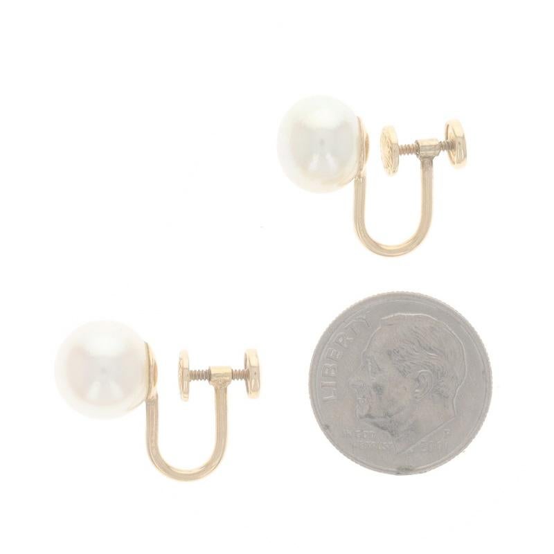 Pendientes de Oro Amarillo con Perla Cultivada - 14k Sin Aguja Atornillados Cuenta en venta