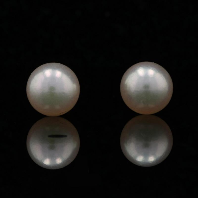 Metal Content: 14k Yellow Gold

Stone Information: 
Genuine Cultured Pearls
Size: 5.8mm

Style: Stud
Fastening Type: Butterfly Closures

Measurements: 
Diameter: 1/4