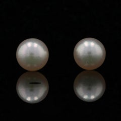 Yellow Gold Cultured Pearl Stud Earrings, 14k Pierced