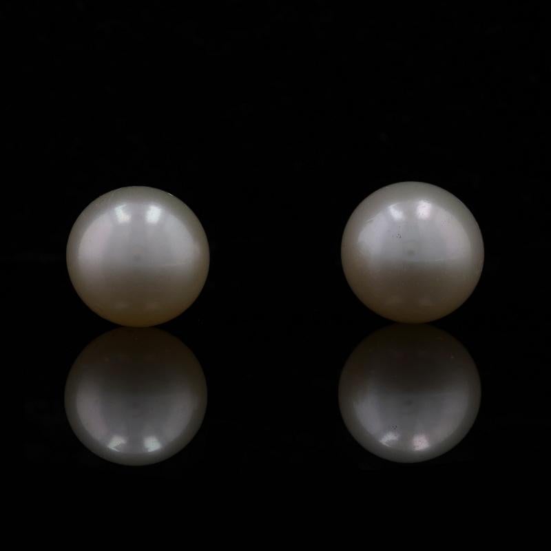 Metal Content: 14k Yellow Gold

Stone Information
Cultured Pearls
Color: Cream
Size: 9.1mm - 9.2mm

Style: Stud
Fastening Type: Butterfly Closures

Measurements
Diameter: 3/8