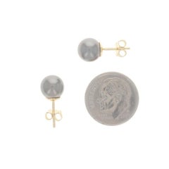 Yellow Gold Cultured Pearl Stud Earrings - 18k Tahitian