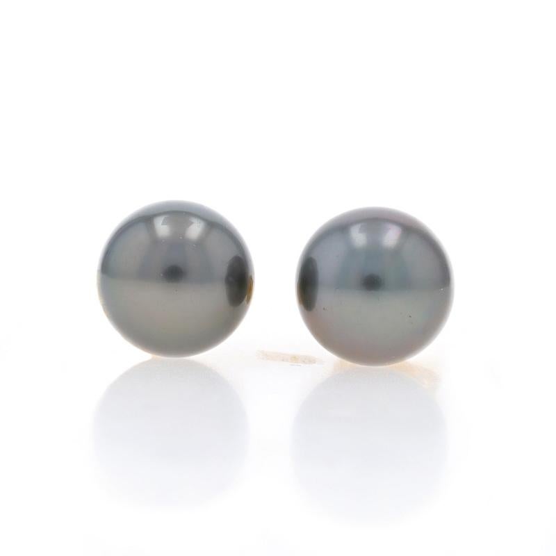 Yellow Gold Cultured Pearl Stud Earrings - 18k Tahitian In Excellent Condition For Sale In Greensboro, NC