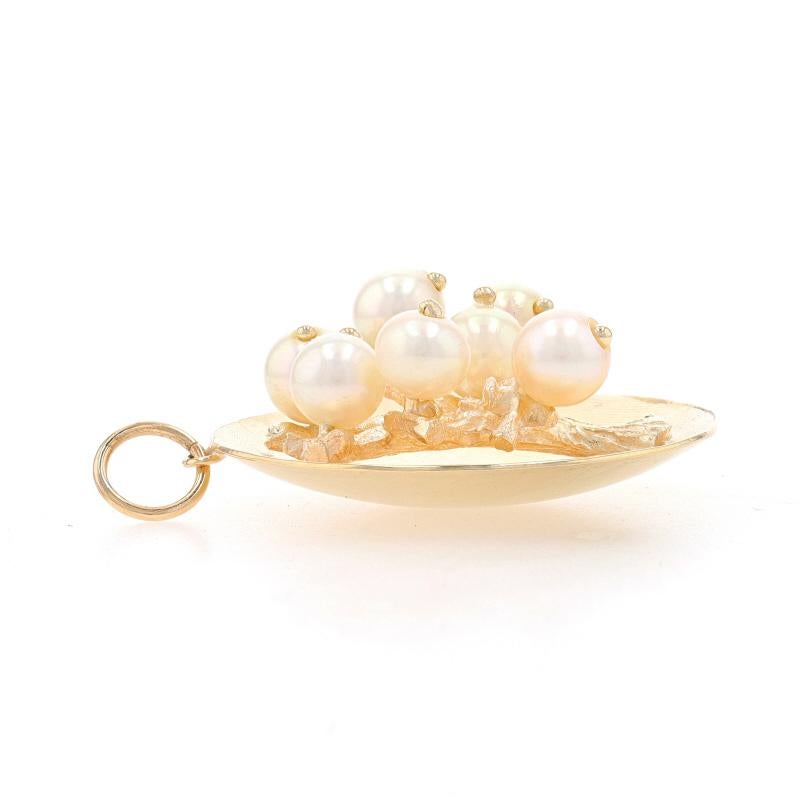 Metal Content: 14k Yellow Gold

Stone Information

Cultured Pearls
Size: 5.5mm - 5.7mm

Theme: Tree
Features: Smooth, Etched, & Crosshatch-Textured Finishes

Measurements

Tall (from stationary bail): 1 1/4