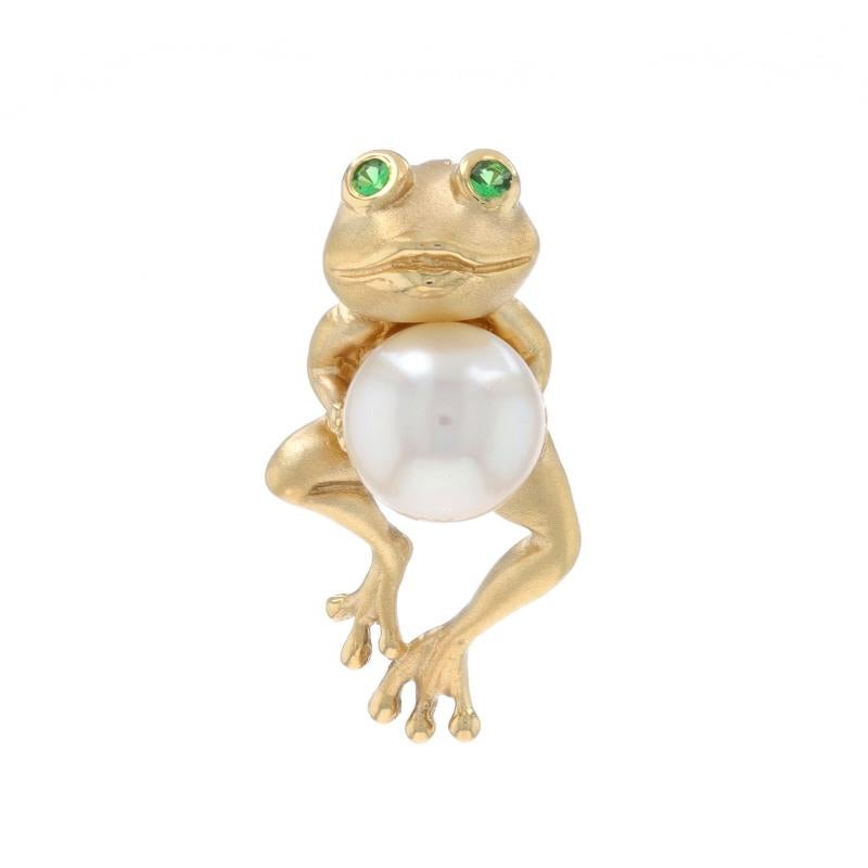 Contenuto del metallo: Oro giallo 14k

Informazioni su A. Stone
Perla coltivata
Colore: bianco
Dimensioni: 7,8 mm

Granati Nature
Taglio: Rotondo
Colore: Tsavorite
Nota di Stone: (due piccoli accenti)

Stile: Solitario con accenti
Tema: Rana,