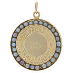 Gelbgold Zuchtperlen Vintage 25th Wedding Anniversary Charm - 14k Anhänger