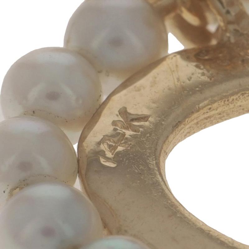 Women's Yellow Gold Cultured Pearl Vintage Heart Pendant - 14k Love Wreath