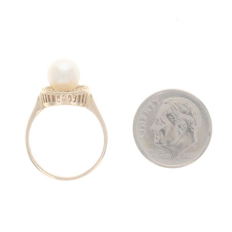 Anello solitario vintage con perla coltivata in oro giallo - 10k in vendita 1