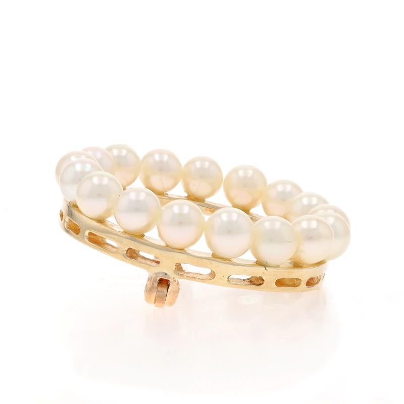 Gelbgold Zuchtperlen Kreis Kranz Brosche Pin - 14k (Perle) im Angebot