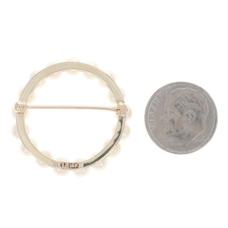 Gelbgold Zuchtperlen Kreis Kranz Brosche Pin - 14k im Zustand „Hervorragend“ im Angebot in Greensboro, NC