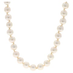 Yellow Gold Cultured Pearls Knotted Strand Necklace 24 1/4" 14k