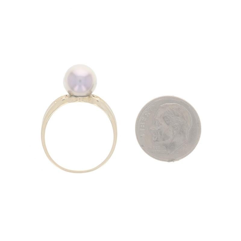 Anillo de Oro Amarillo Perla Cultivada de Tahití y Diamante - 14k .10ctw en venta 1