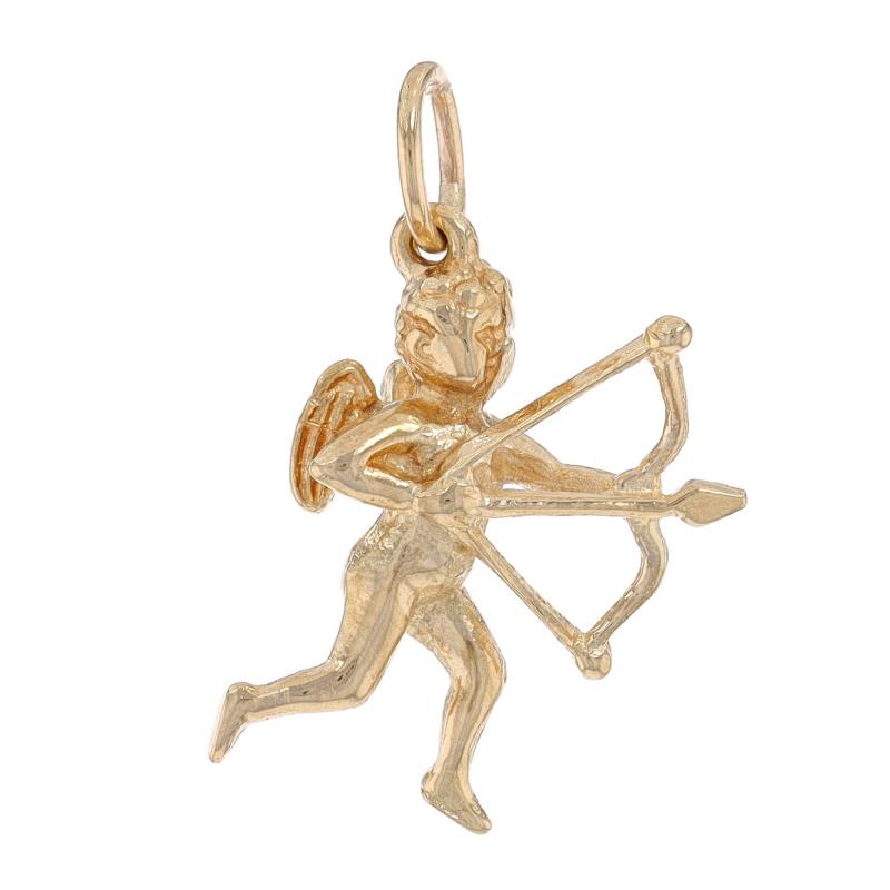 Metal Content: 14k Yellow Gold

Theme: Cupid, Amor, Love

Measurements

Tall (from stationary bail): 13/16