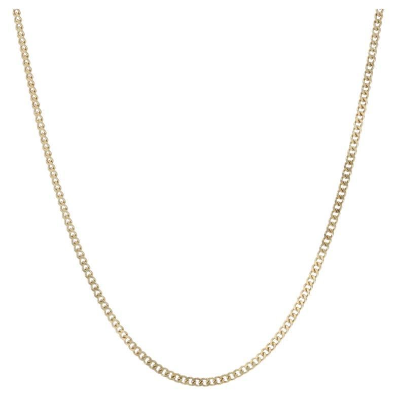 Yellow Gold Curb Chain Necklace 17 3/4" - 18k For Sale