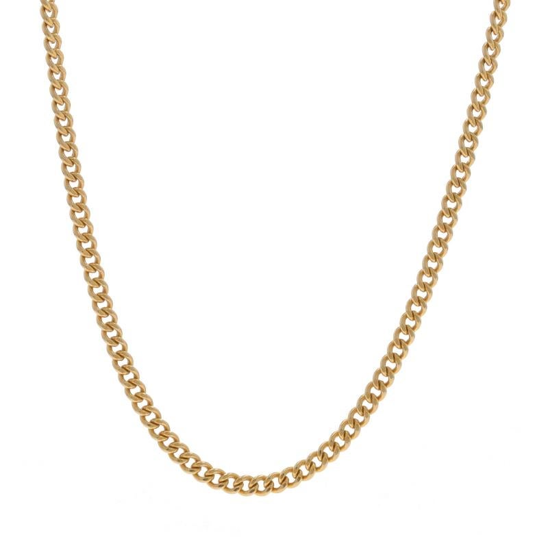 Contenuto del metallo: Oro giallo 14k

Stile della catena: A spigolo
Stile della collana: Catena
Tipo di chiusura: Chiusura a scatola tubolare con chiusura di sicurezza su un lato

Misure

Lunghezza: 24 3/4