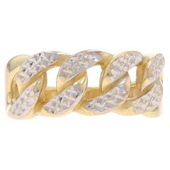Yellow Gold Curb Chain Unisex Statement Band - 10k Etched Ring
