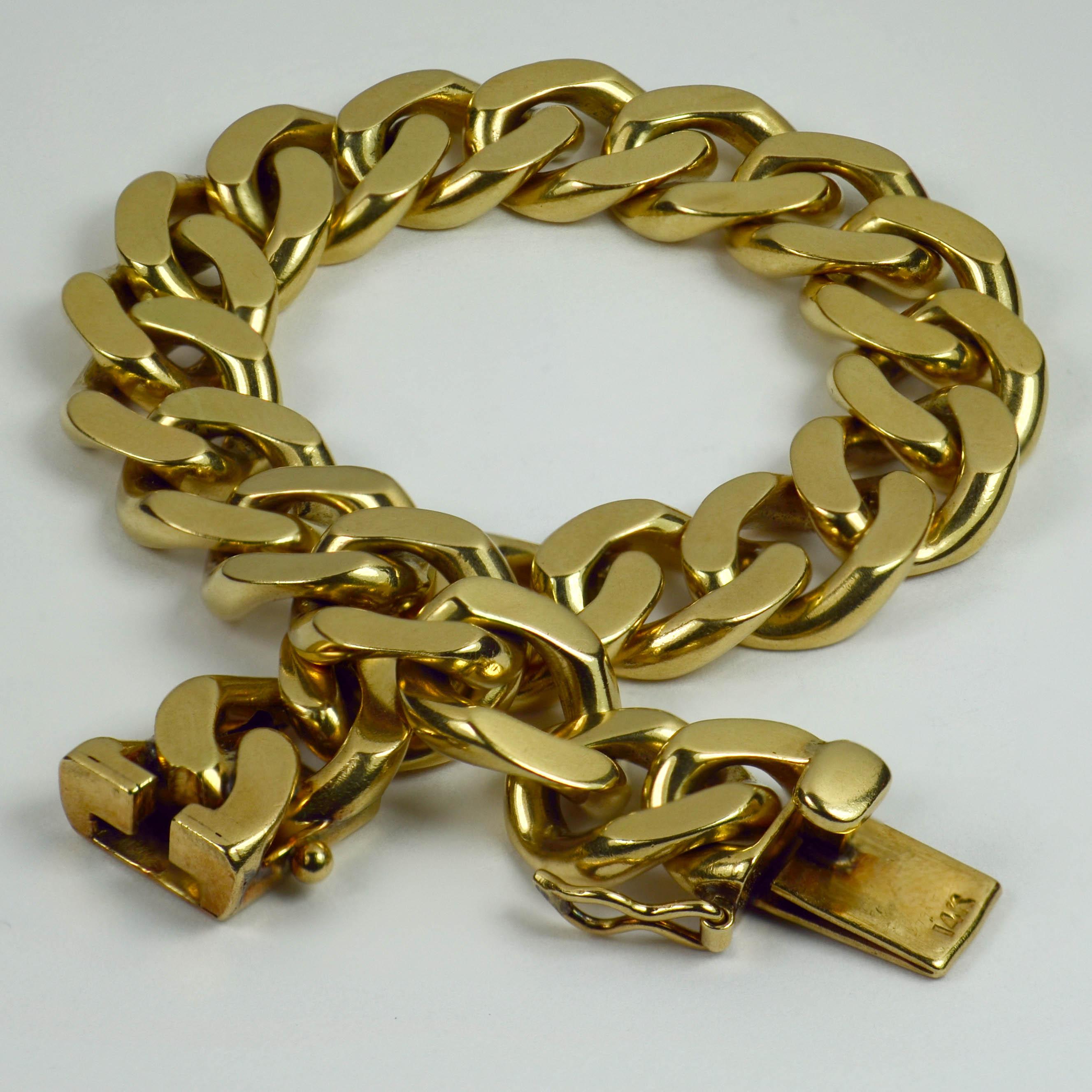 Women's or Men's Yellow Gold Curb Link Chain Bracelet