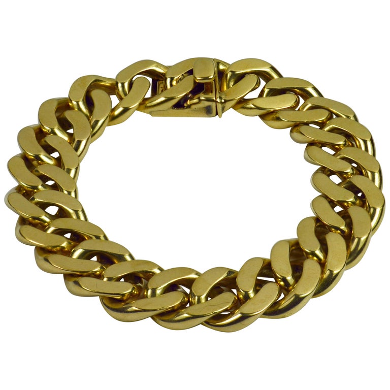 Yellow Gold Curb Link Chain Bracelet at 1stDibs