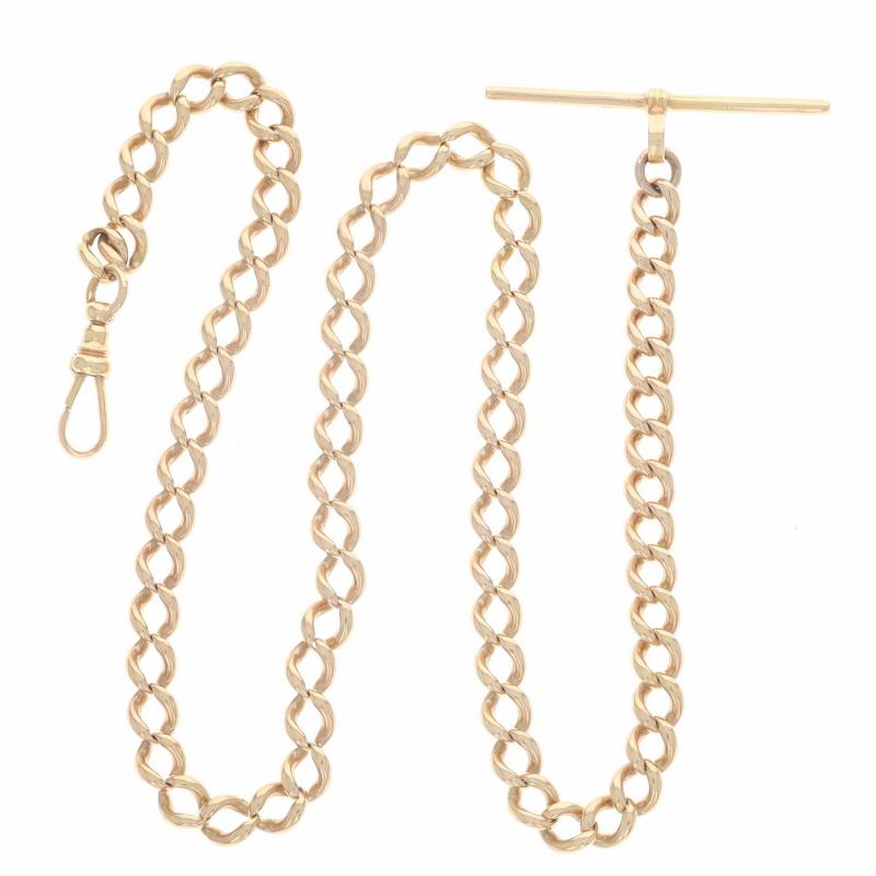 Metal Content: 14k Yellow Gold

Chain Style: Curb
Fastening Type: Carabiner Clasp

Measurements
Length (from end to end): 17