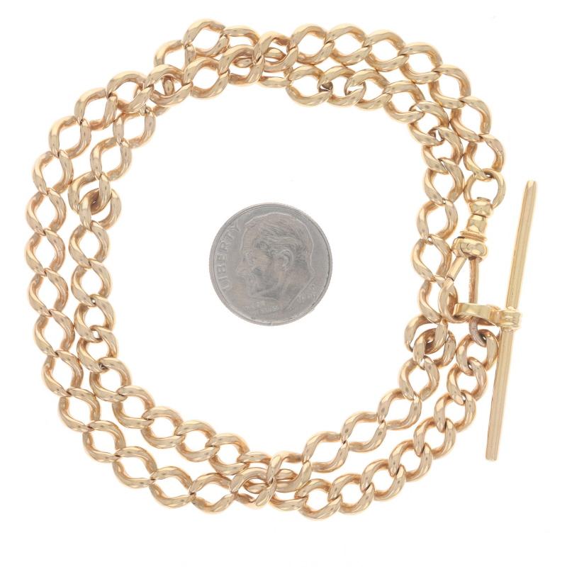 Yellow Gold Curb Pocket Watch Chain - 14k In Excellent Condition For Sale In Greensboro, NC