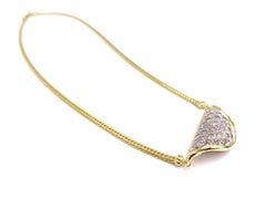 Yellow Gold Curved Diamond Plate Necklace
