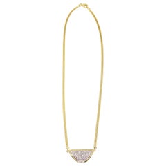 Yellow Gold Curved Diamond Plate Necklace