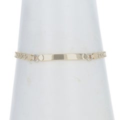 Yellow Gold Curved Identification Bar Bracelet 7" - 14k Engravable ID