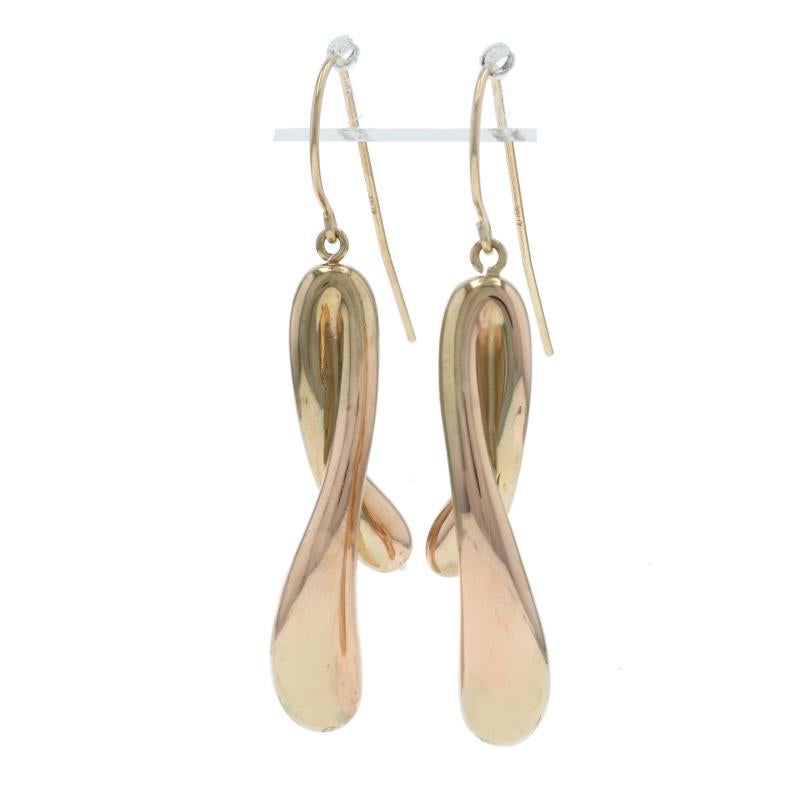 Boucles d'oreilles pendantes en or jaune 14k avec boucles incurvées Excellent état - En vente à Greensboro, NC
