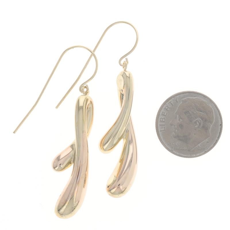 Boucles d'oreilles pendantes en or jaune 14k avec boucles incurvées Pour femmes en vente