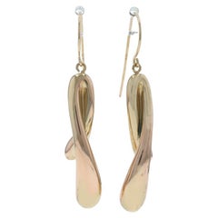 Boucles d'oreilles pendantes en or jaune 14k avec boucles incurvées