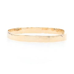 Yellow Gold Custom Hammered Cuff Bracelet, 14 Karat Women's