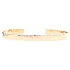 Yellow Gold Custom Hammered Cuff Bracelet 7" - 14k