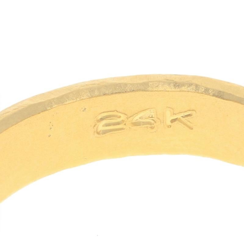 Yellow Gold Custom Hammered Wedding Band - 24k Stackable Ring For Sale 1