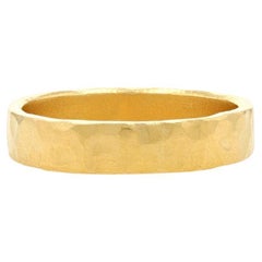 Yellow Gold Custom Hammered Wedding Band - 24k Stackable Ring