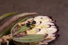 Yellow Gold Daffodil Floral Ring with Natural Sapphire and Diamond
