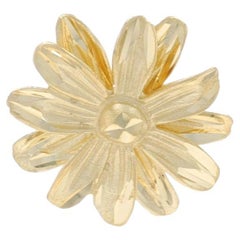 Yellow Gold Daisy Mini Slide Pendant - 14k Etched Flower