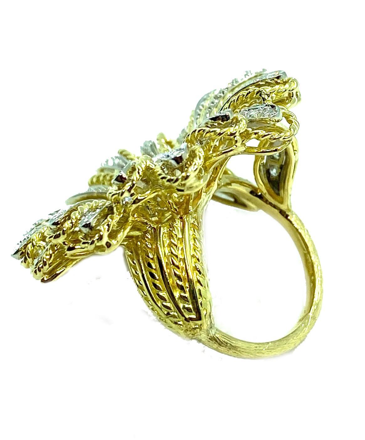 Yellow Gold Daisy Ring In Excellent Condition For Sale In Sežana, SI