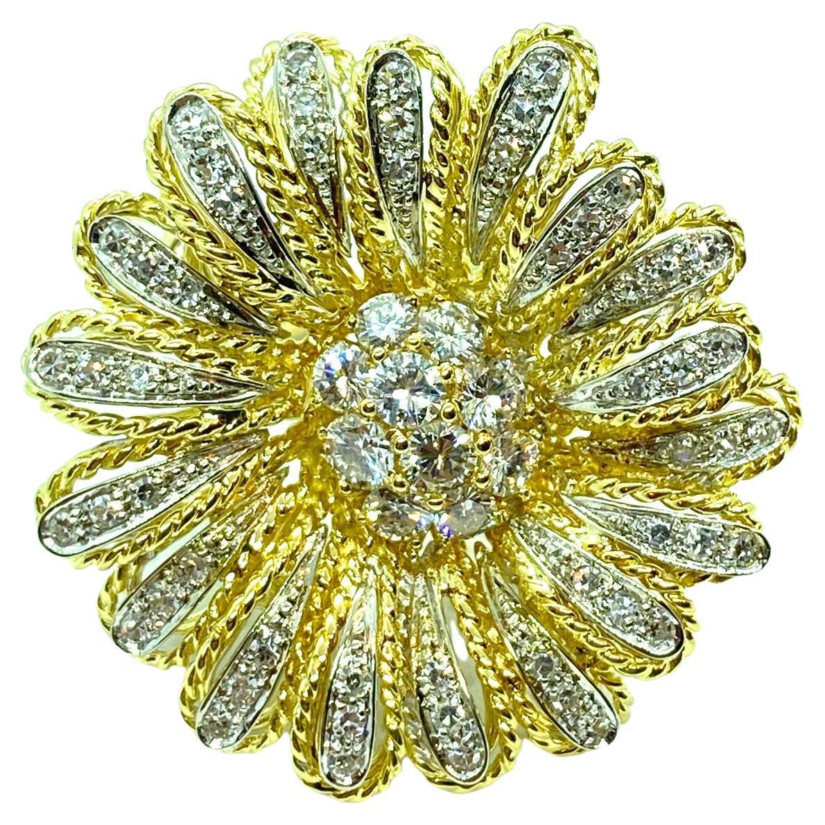 Yellow Gold Daisy Ring For Sale