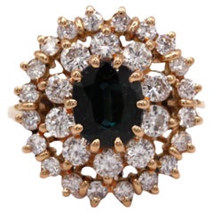 Bague marguerite en or jaune avec saphir et diamants