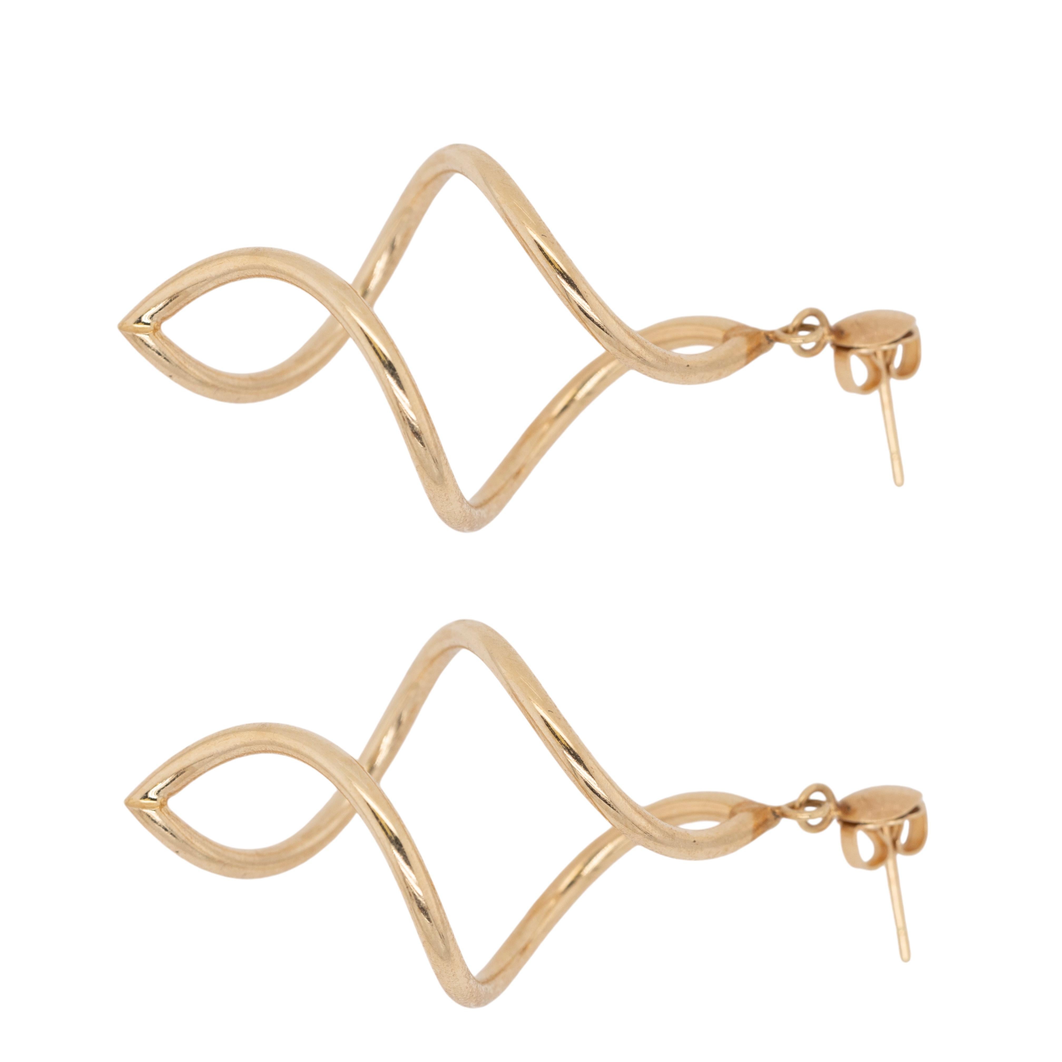 Women's or Men's Yellow Gold Dangle Earrings