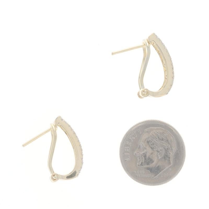 Round Cut Yellow Gold Dark Orange Diamond J-Hoop Earrings - 14k Round 1.10ctw Treated For Sale
