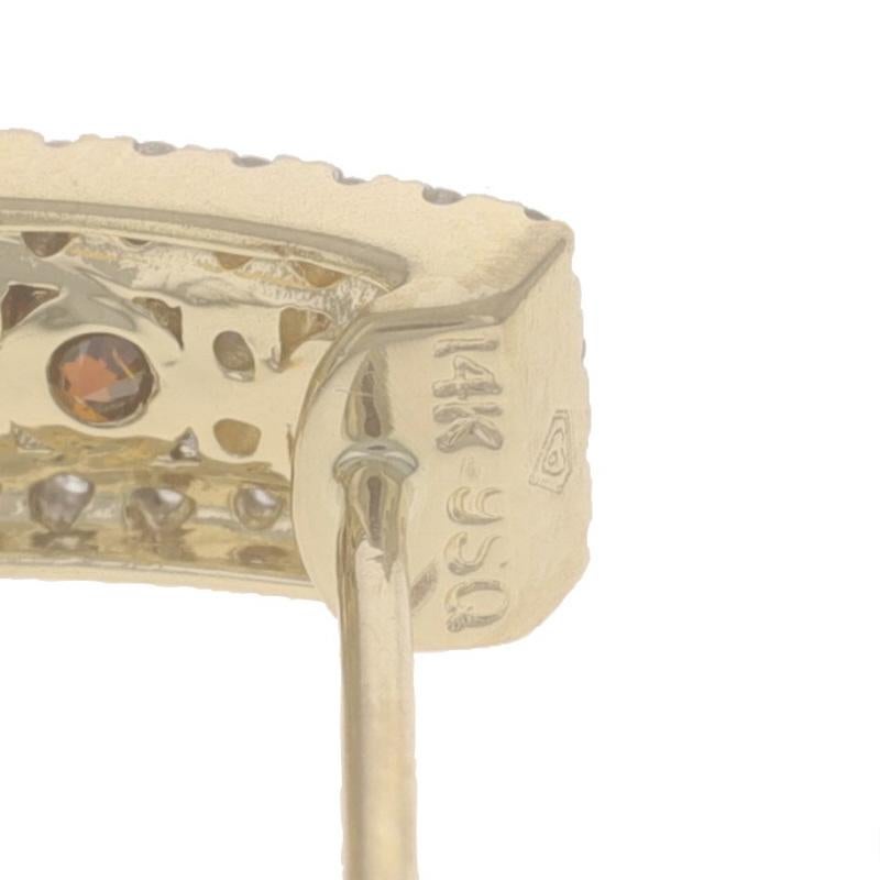 J-Hoop-Ohrringe aus Gelbgold mit dunkelorangefarbenem Diamanten - 14k rundem 1,10ctw bearbeitet im Zustand „Hervorragend“ im Angebot in Greensboro, NC