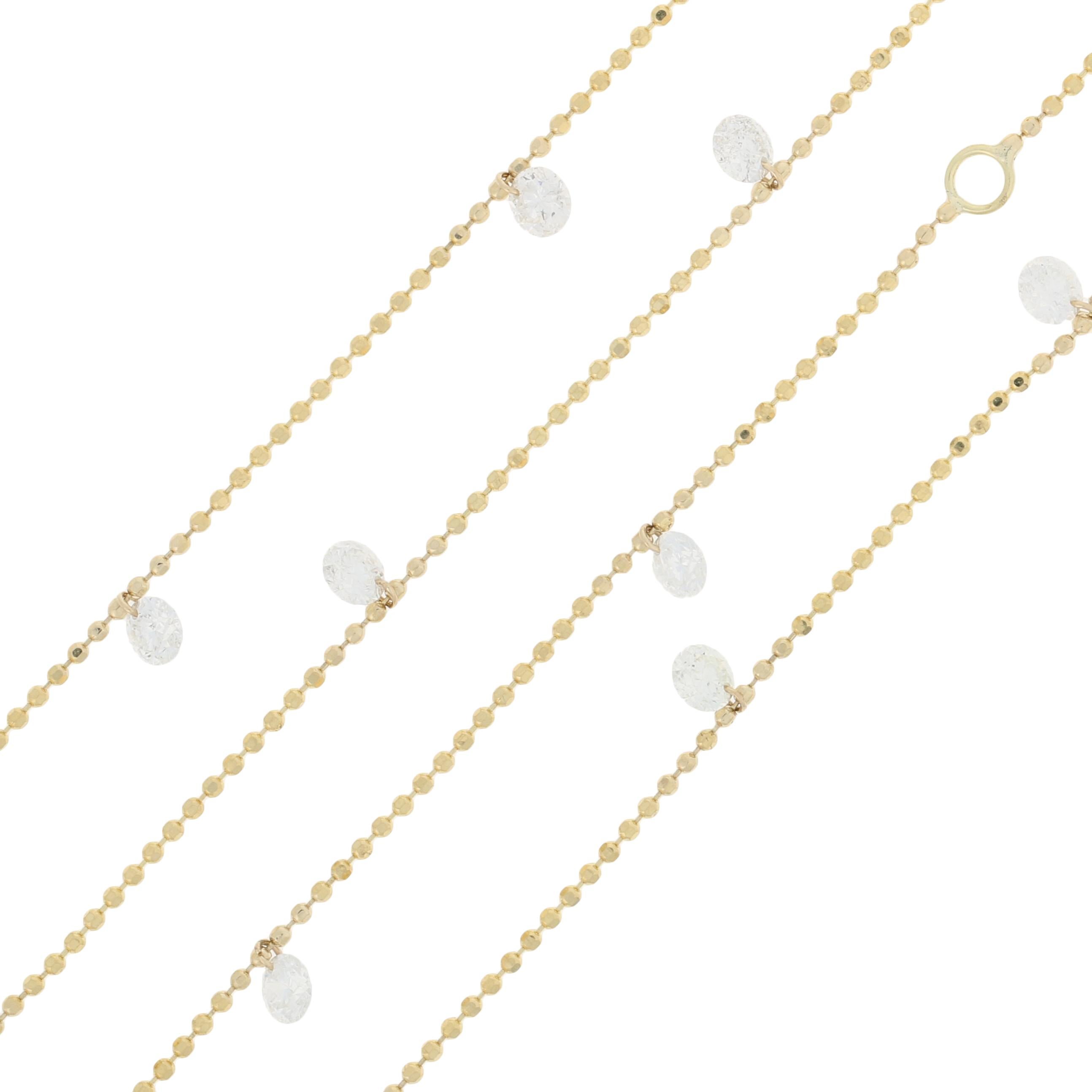 Gelbgold Dashing Diamond by the Yard Halskette -14k Rnd 1,30ctw Station Verstellbar im Zustand „Neu“ im Angebot in Greensboro, NC