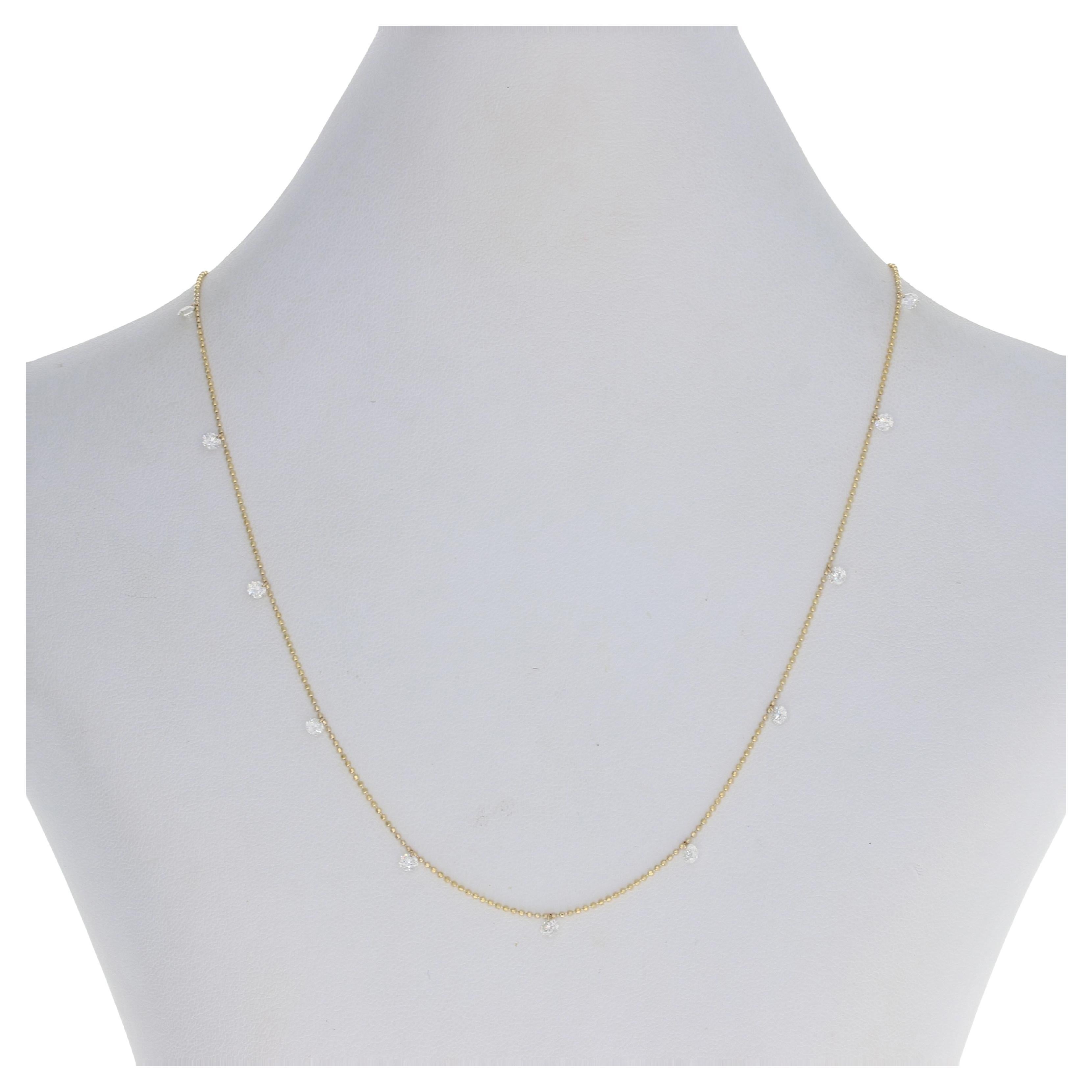 Gelbgold Dashing Diamond by the Yard Halskette -14k Rnd 1,30ctw Station Verstellbar im Angebot