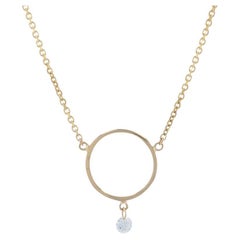 Yellow Gold Dashing Diamond Circle Necklace, 14k Round Brilliant Cut Adjustable Yellow Gold Dashing Diamond Circle Necklace, 14k Round Brilliant Cut Adjustable