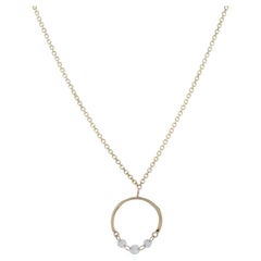 Yellow Gold Dashing Diamond Half Circle Necklace - 14k Round .18ctw Adjustable