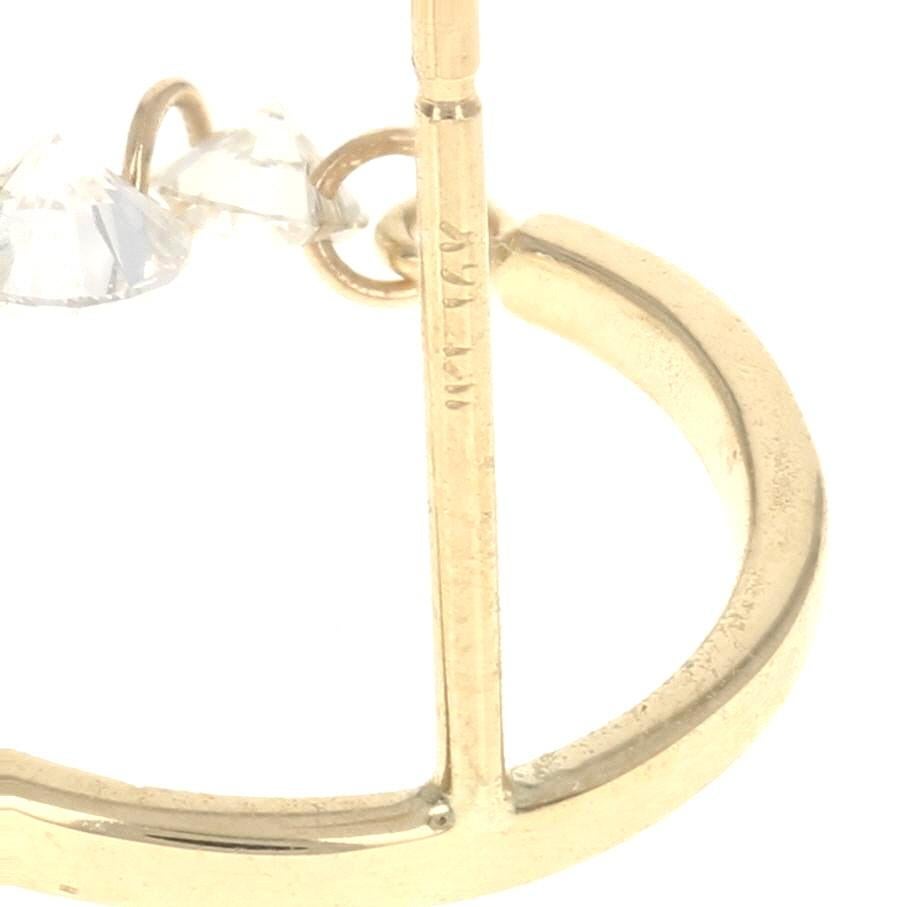 Women's Yellow Gold Dashing Diamonds Half-Circle Drop Earrings 14k Round .36ctw Pierced For Sale