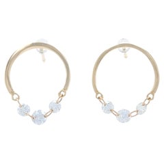 Yellow Gold Dashing Diamonds Half-Circle Drop Earrings 14k Round .36ctw Pierced